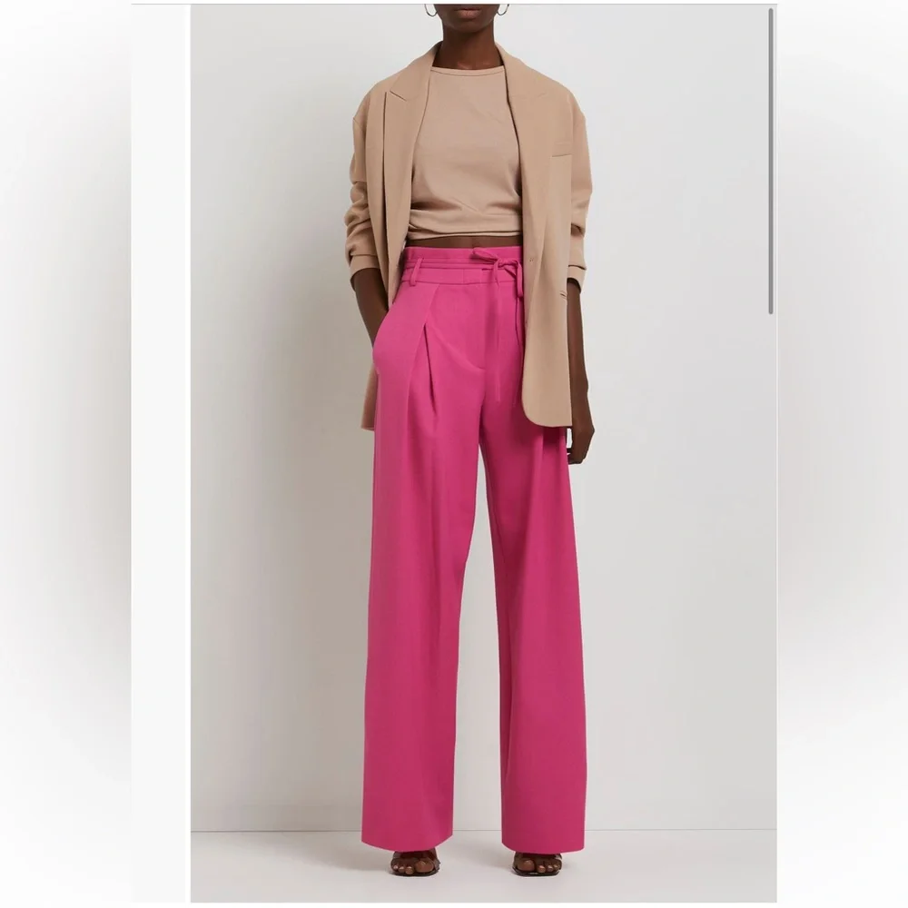 River Island Pink High Waist Wide Leg Pleated Pants - Picture 5 of 12